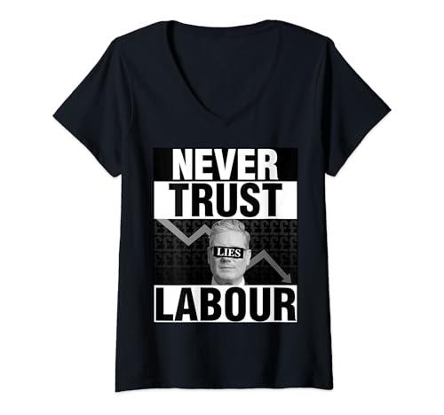 Womens Never Trust Labour - Keir Starmer - Anti Labour V-Neck T-Shirt