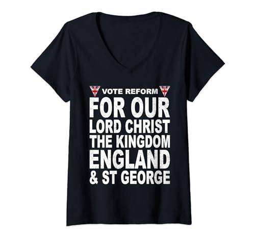 Womens For Our Lord Christ The Kingdom St George V-Neck T-Shirt