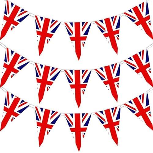 10m Union Jack Bunting - 30 Triangle Flags for Events