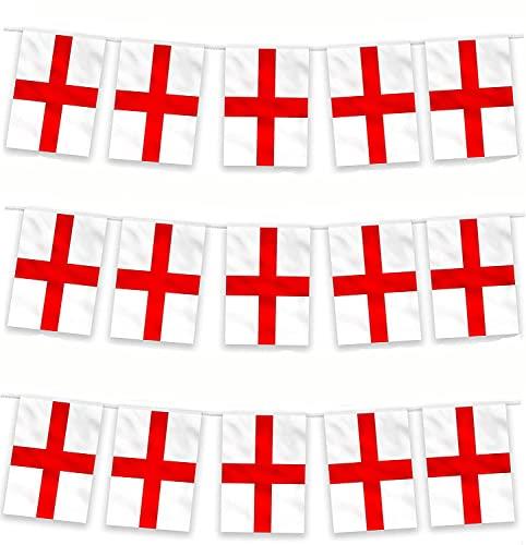 33ft/10m Fabric St Georges England English Bunting Polyester Banner 30 Flags For Street Party Football Rugby Cricket Day World Cup Decoration Support