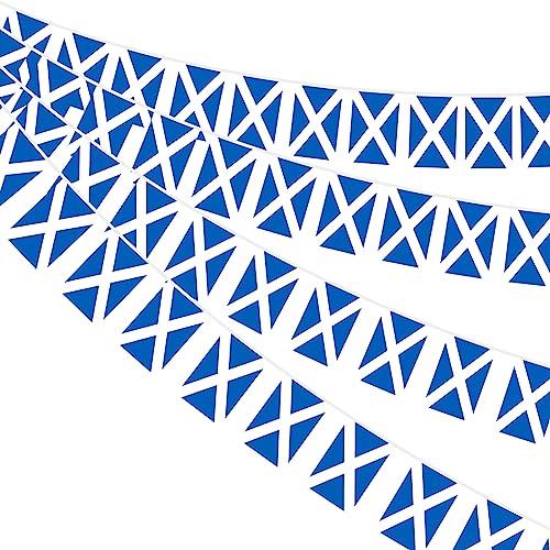 AhfuLife Scottish Flag Bunting 30pcs Flags for St. Andrew's Day Decorations, 10m Double Sided Scotland Bunting for Euro Football World Cup Football Party Decorations