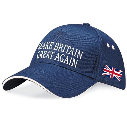 Purple Print House Union Jack Baseball Cap Make Britain Great Again Britain English Pride Unisex Men Women Hat, One Size, Navy/White