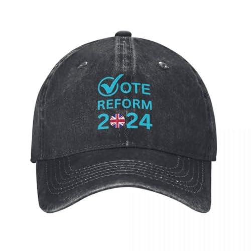 Baseball Cap Vote Reform UK 2024 Unisex Make Britain Great Distressed Washed Caps Hat Casual Summer Sun Cap Outdoors